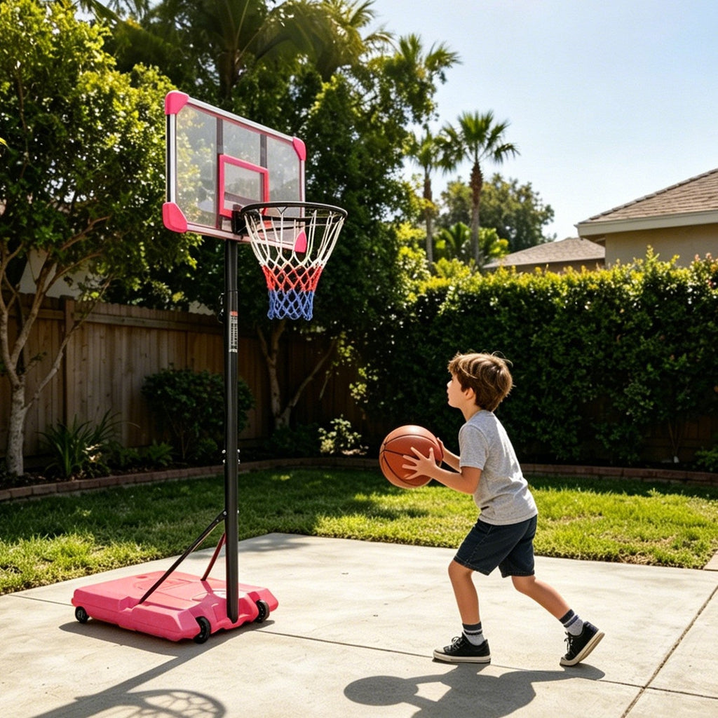 Kids Adjustable Basketball Hoop – Blue or Pink, 5.6–7 ft