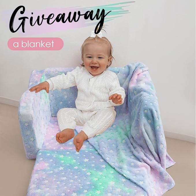 Kids Fold-Out Sofa with Blanket – 9 Styles