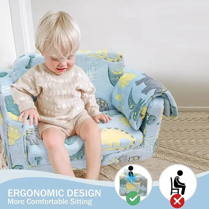 Kids Fold-Out Sofa with Blanket – 9 Styles