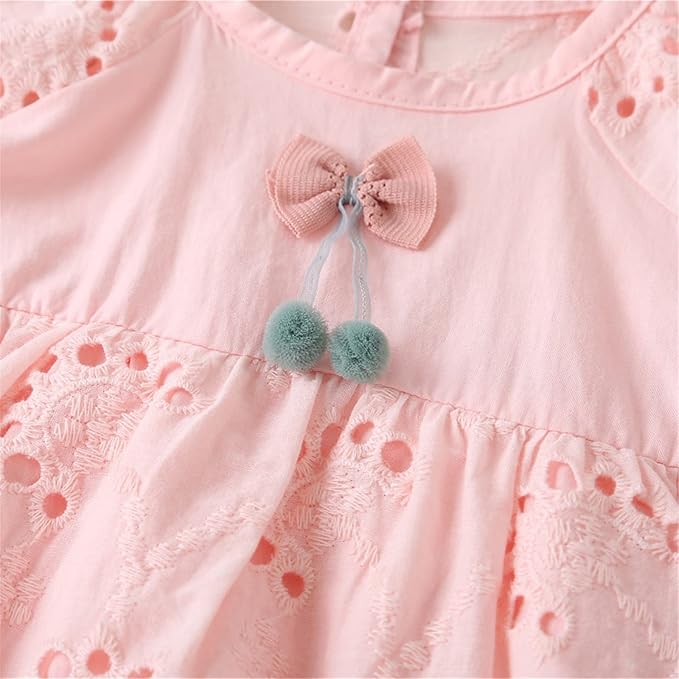 Baby Girl Cotton Romper Dress with Matching Sun Hat