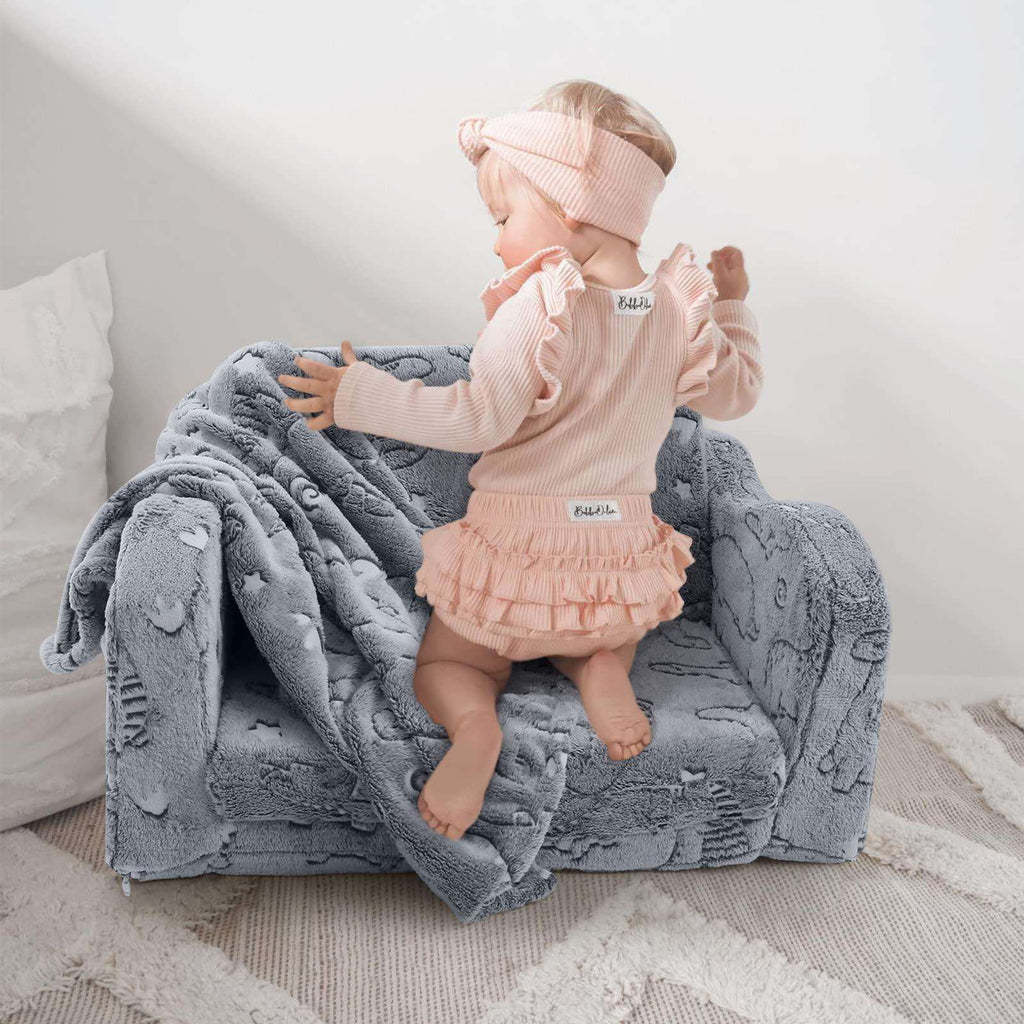 Kids Fold-Out Sofa with Blanket – 9 Styles