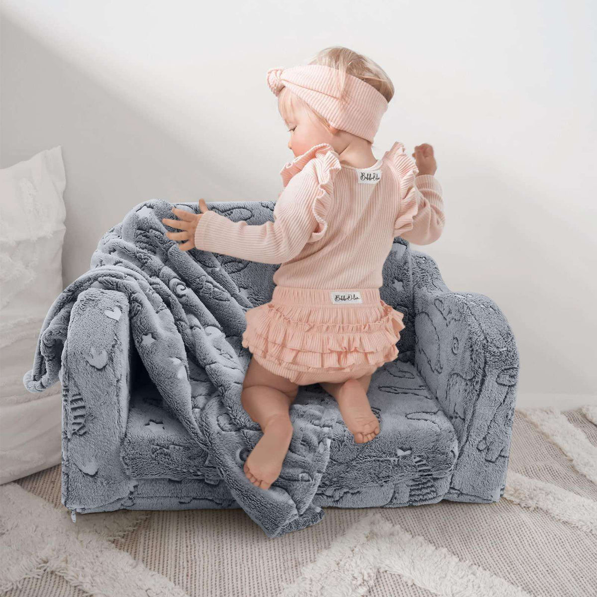 Kids Fold-Out Sofa with Blanket – 9 Styles