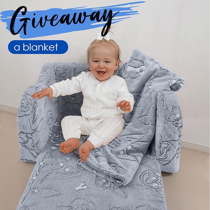 Kids Fold-Out Sofa with Blanket – 9 Styles