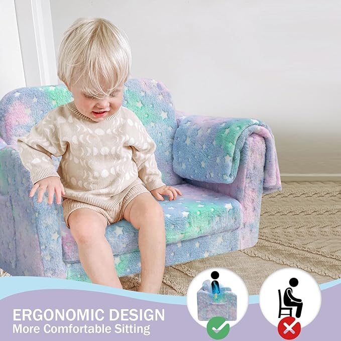 Kids Fold-Out Sofa with Blanket – 9 Styles