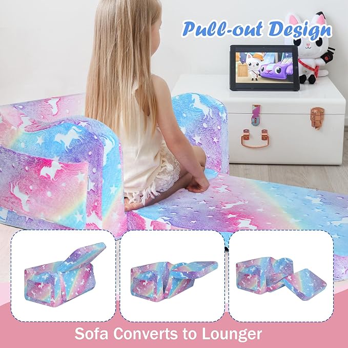 Kids Fold-Out Sofa with Blanket – 9 Styles