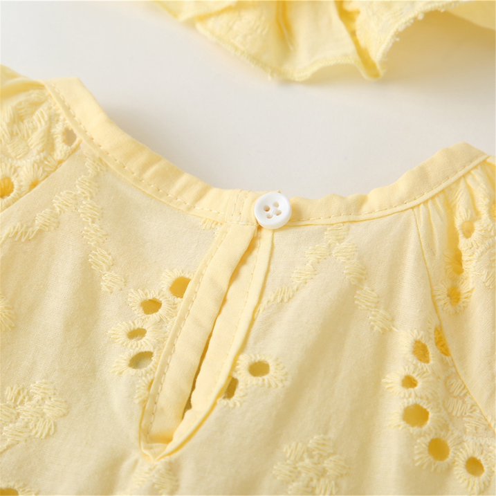 Baby Girl Cotton Romper Dress with Matching Sun Hat