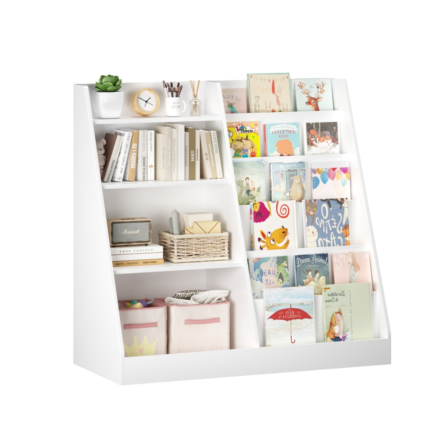 Kids Bookshelf & Toy Organizer – White