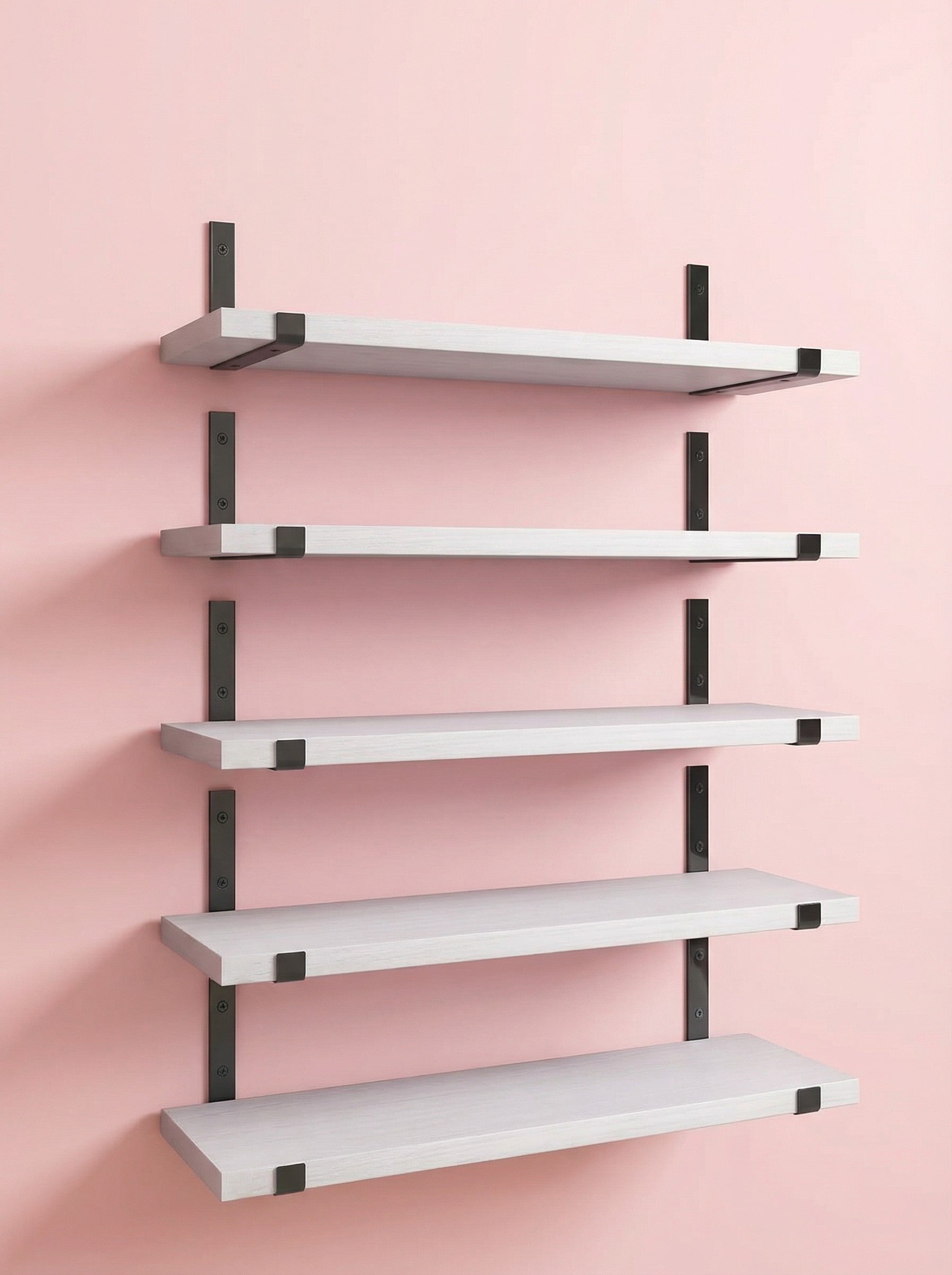 Rustic Wall Shelves with Metal Brackets – 5/8 Pack