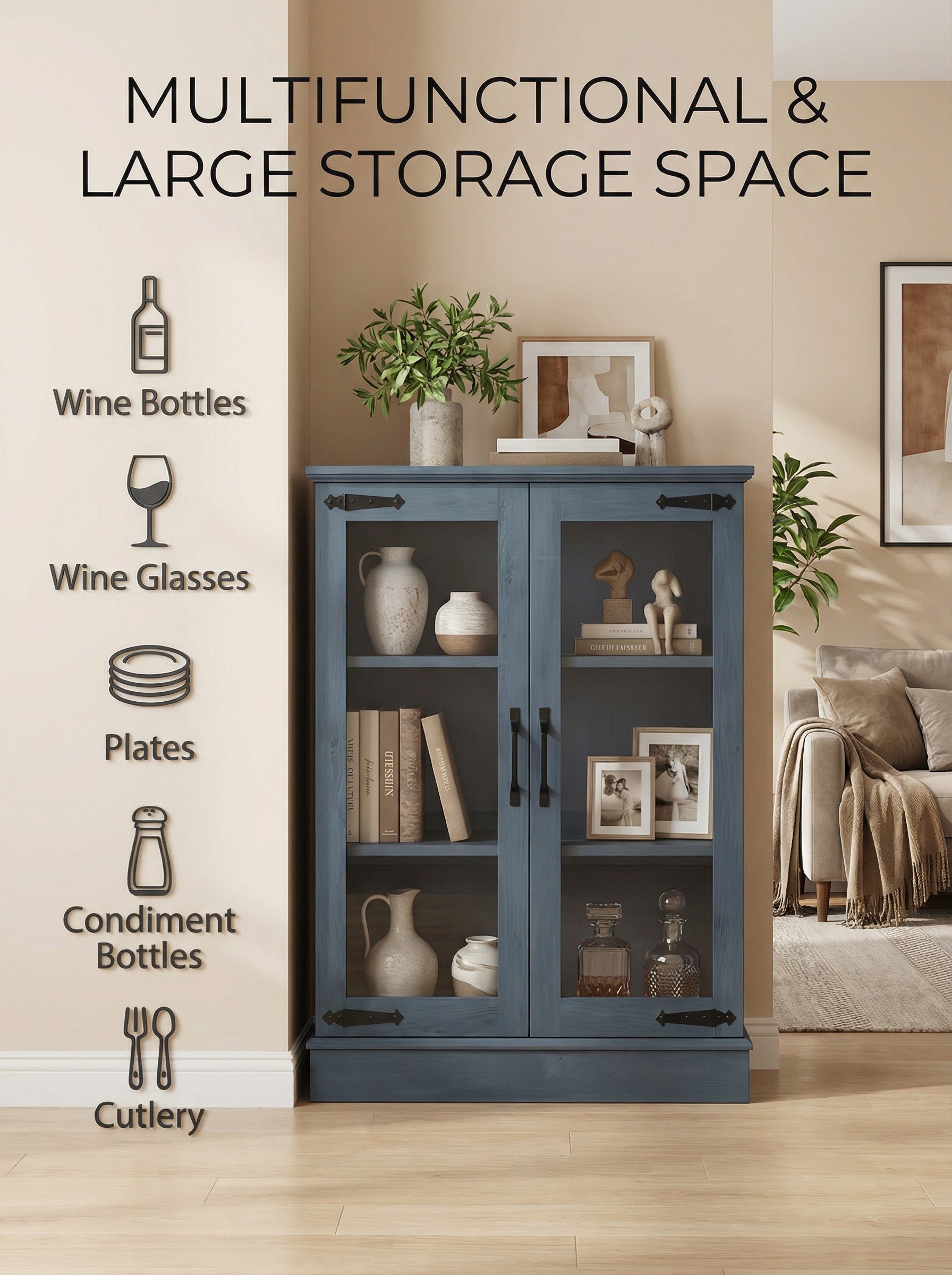 Modern Glass-Door Storage Cabinet