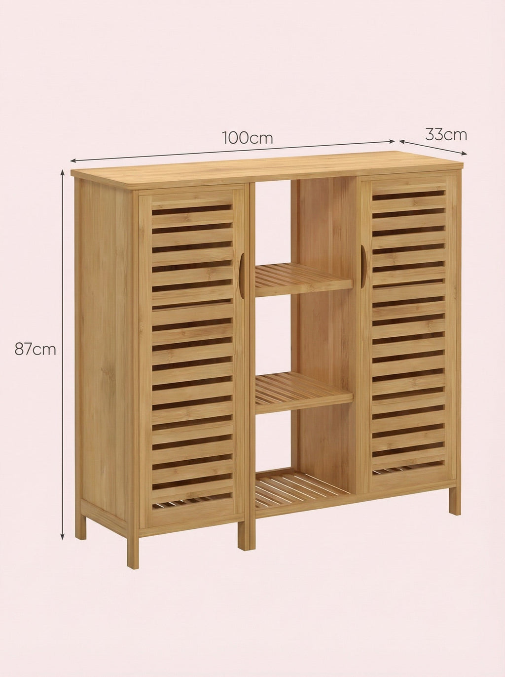 4-Tier Bamboo-Style Floor Storage Cabinet