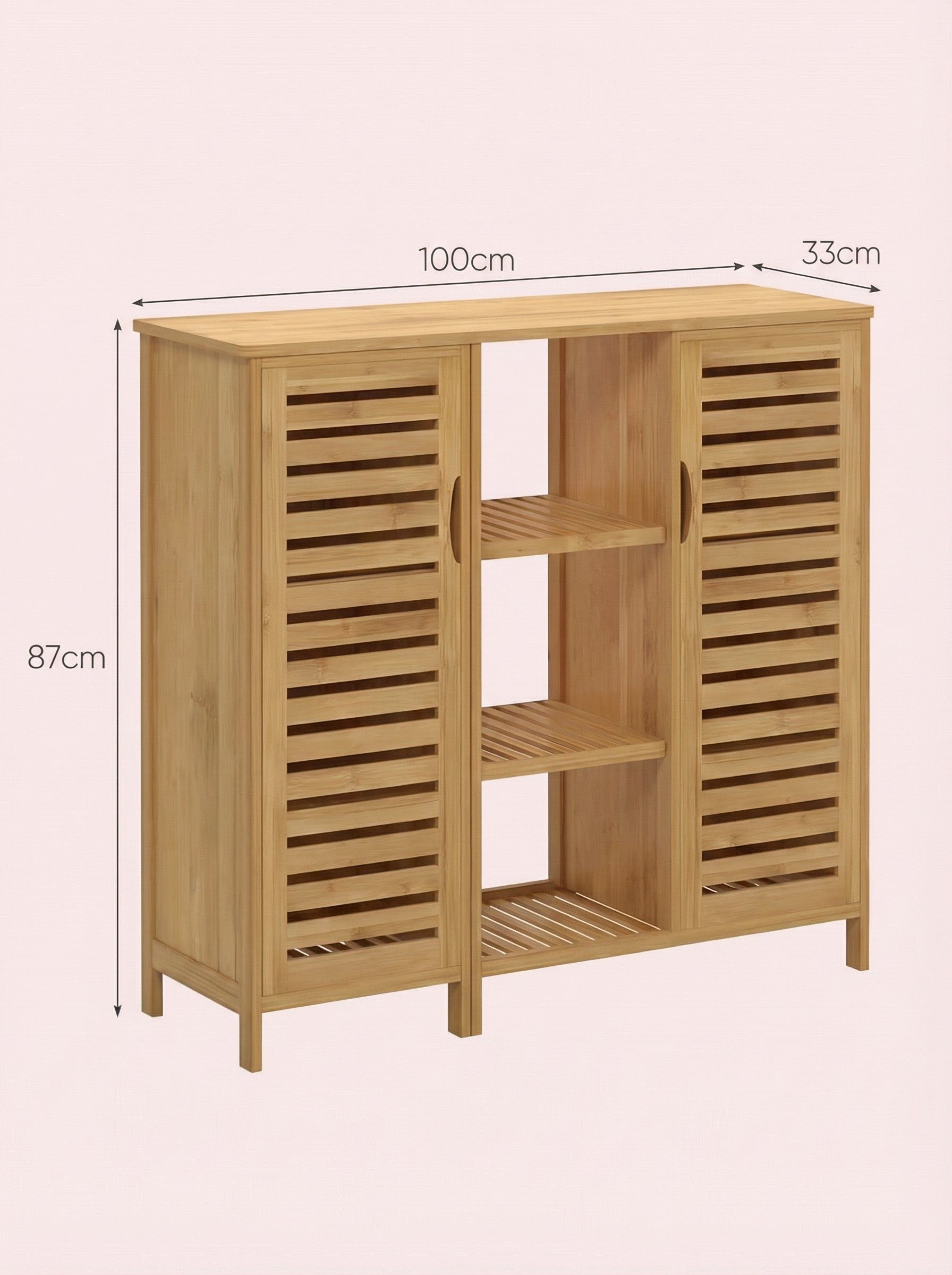 4-Tier Bamboo-Style Floor Storage Cabinet