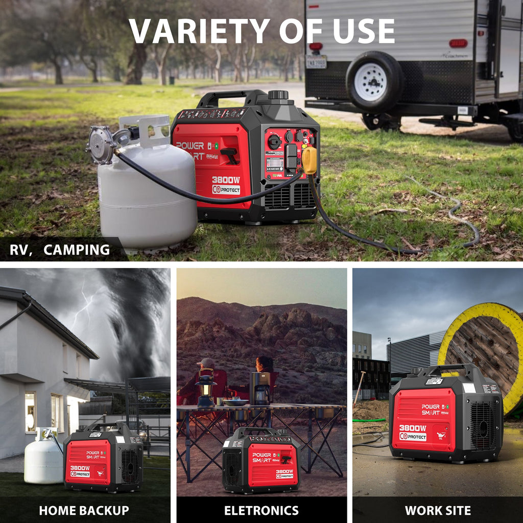 3800W Gas/Propane Dual Fuel Inverter Generator w/ CO Alert HB5040DC