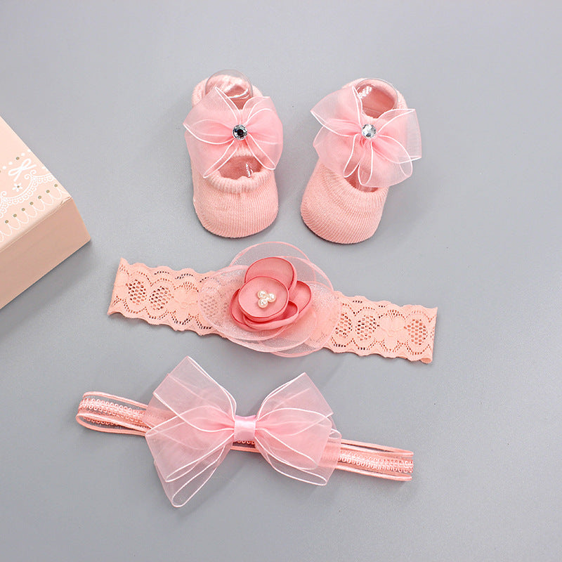 Baby Girl Headband & Sock Accessory Set