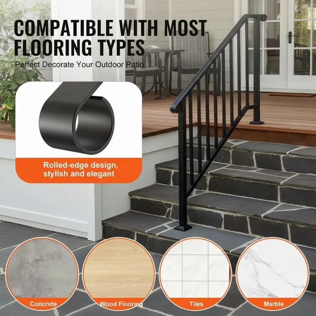 Adjustable Outdoor Stair Handrail for 1–4 Steps