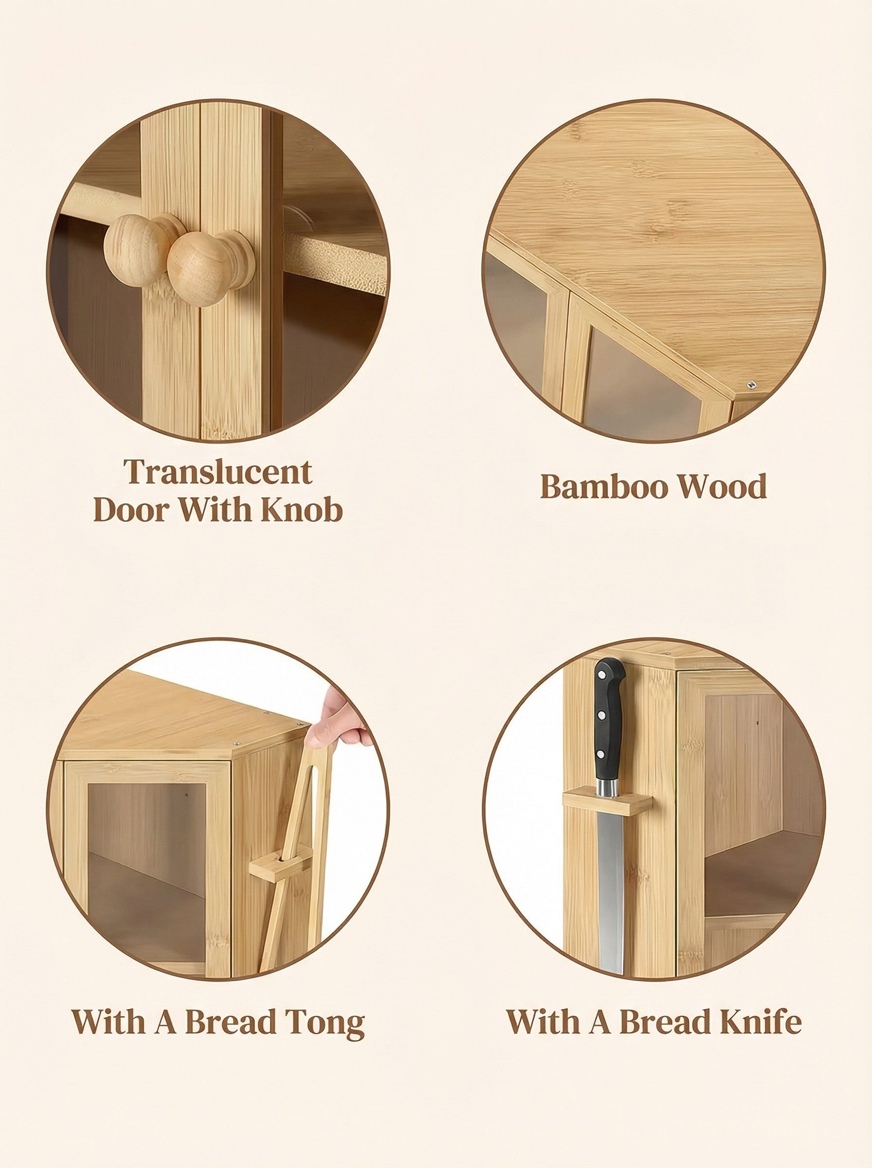 2-Tier Bamboo Bread Box with Clear Doors