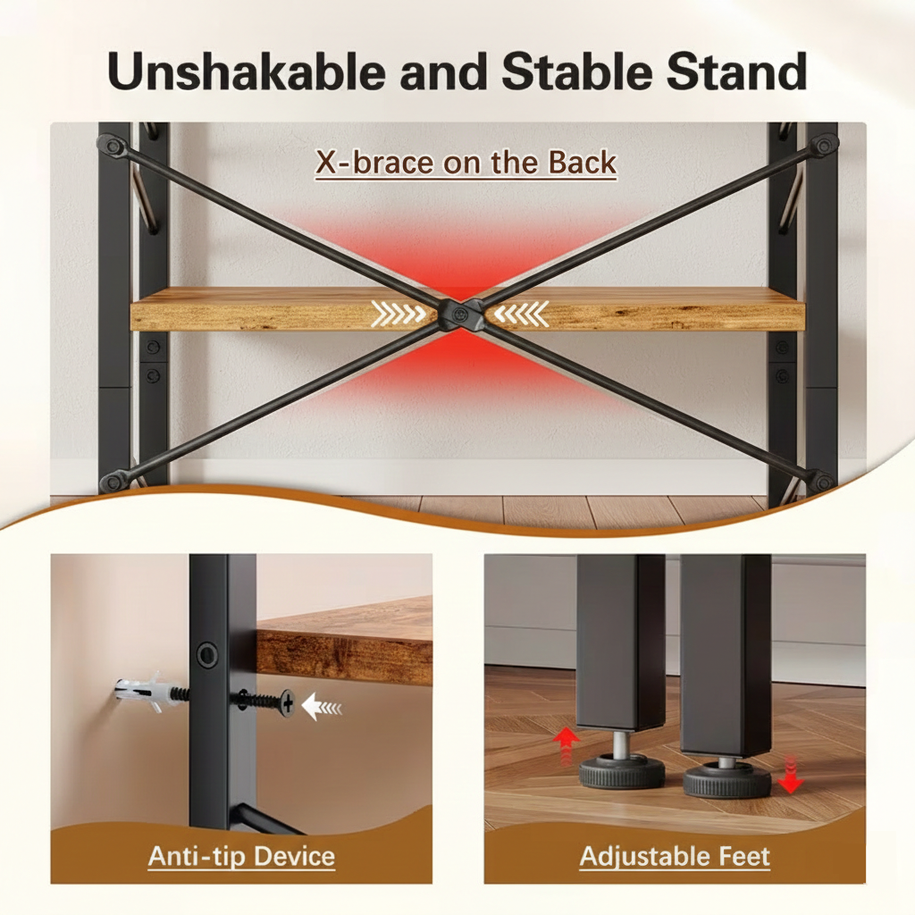 Industrial Multi-Tier Bookshelf