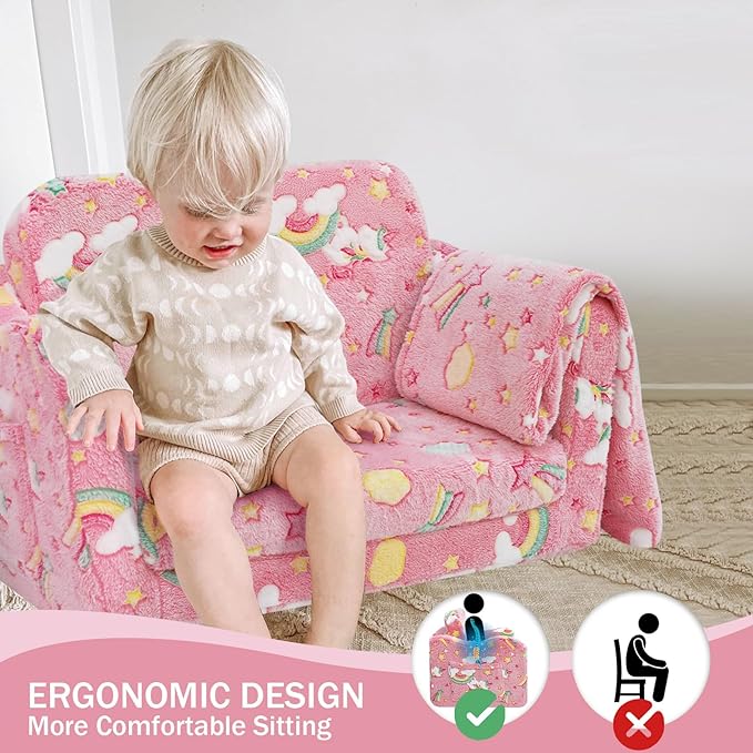 Kids Fold-Out Sofa with Blanket – 9 Styles