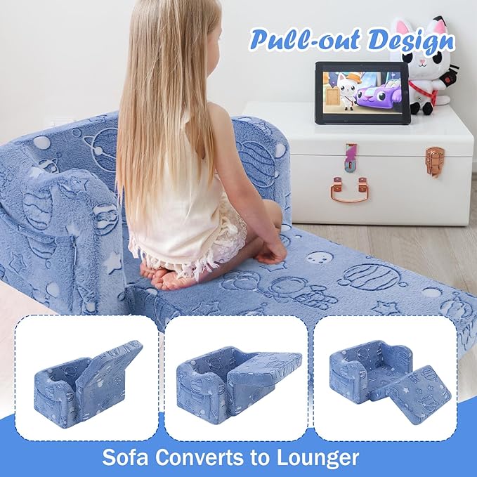 Kids Fold-Out Sofa with Blanket – 9 Styles