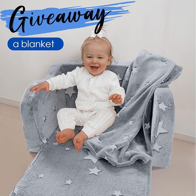 Kids Fold-Out Sofa with Blanket – 9 Styles