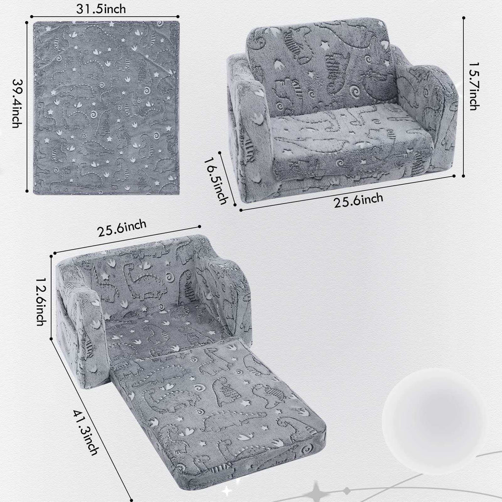 Kids Fold-Out Sofa with Blanket – 9 Styles