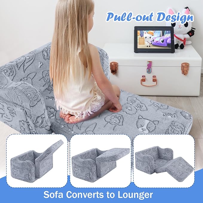 Kids Fold-Out Sofa with Blanket – 9 Styles