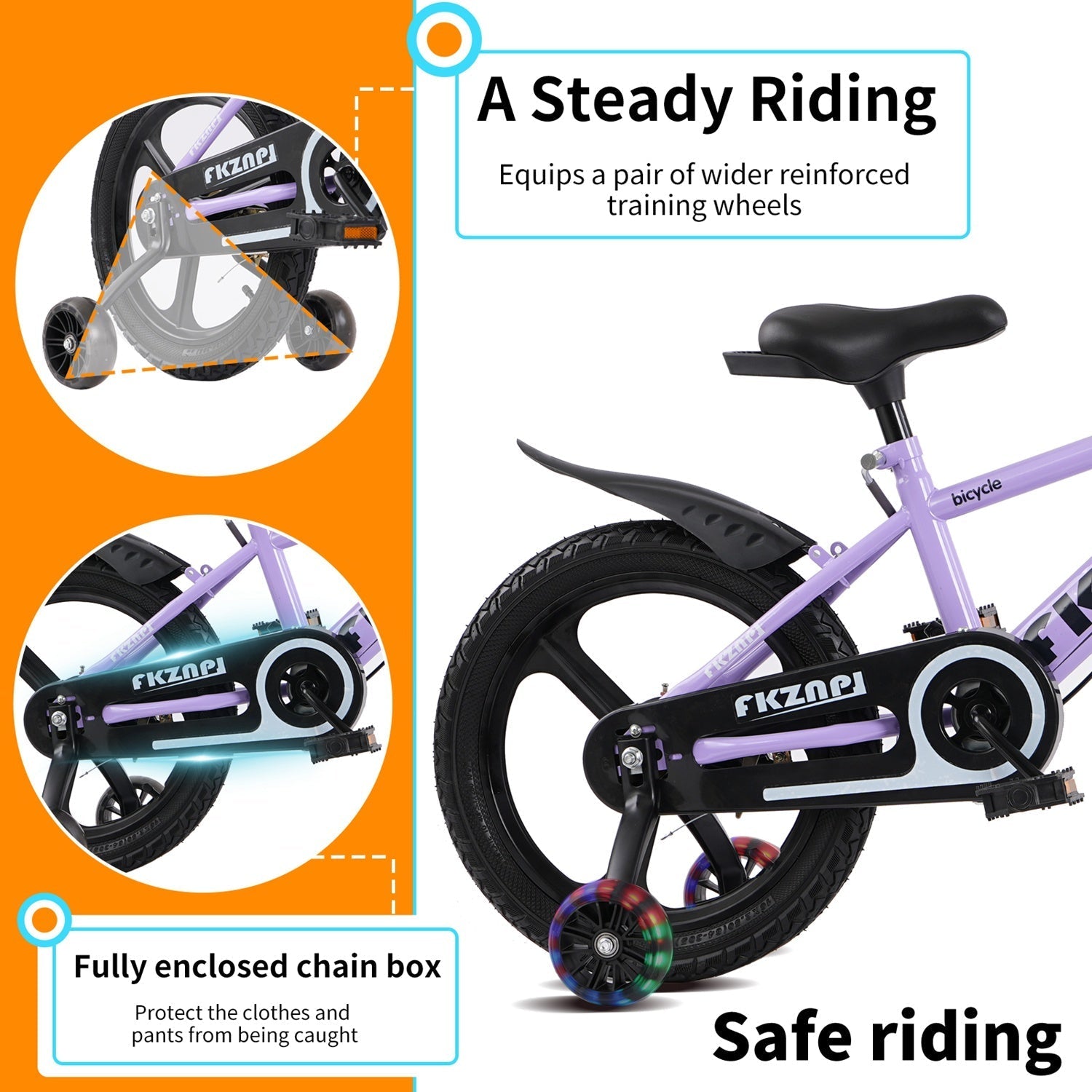 16–18 Inch Kids Bike with Training Wheels – Pink or Purple
