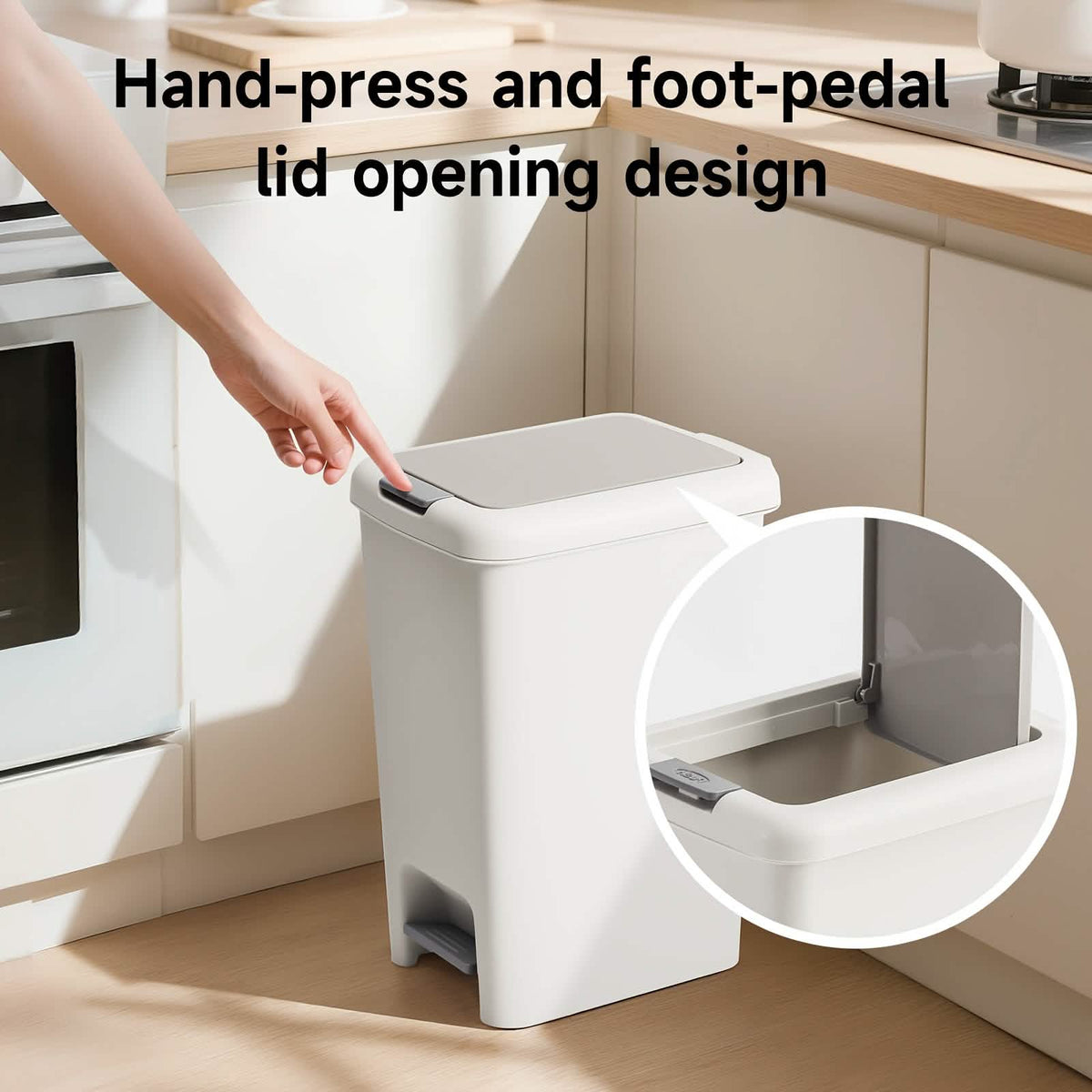 20L Oval Trash Can with Press-Top Lid & Foot Pedal