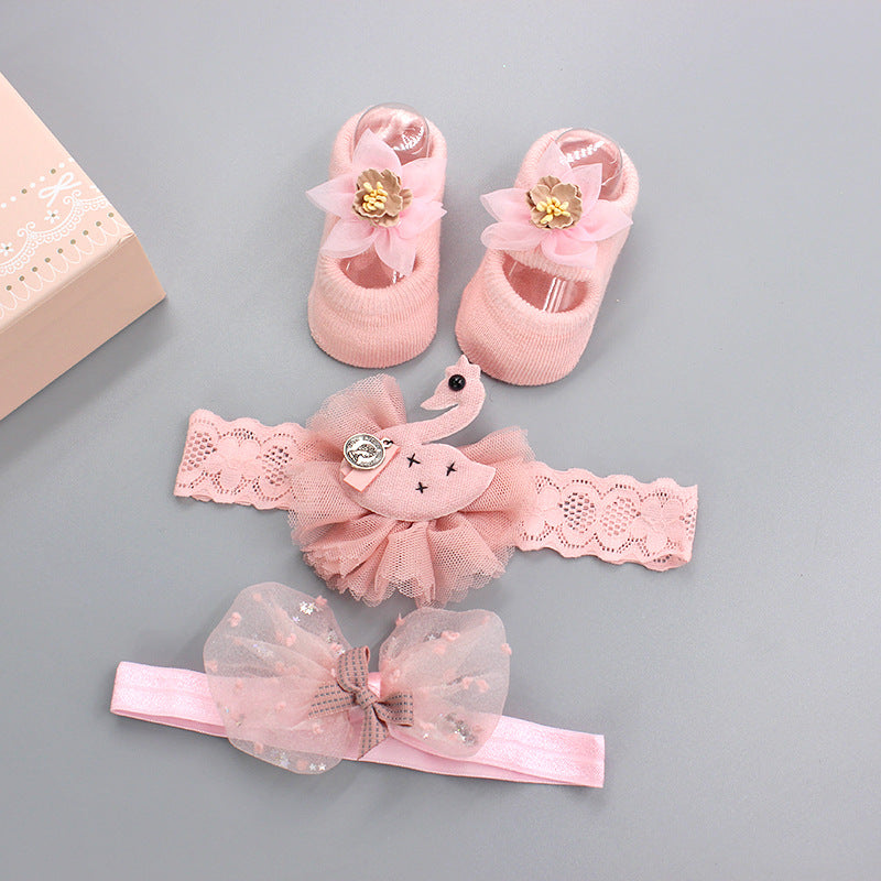 Baby Girl Headband & Sock Accessory Set