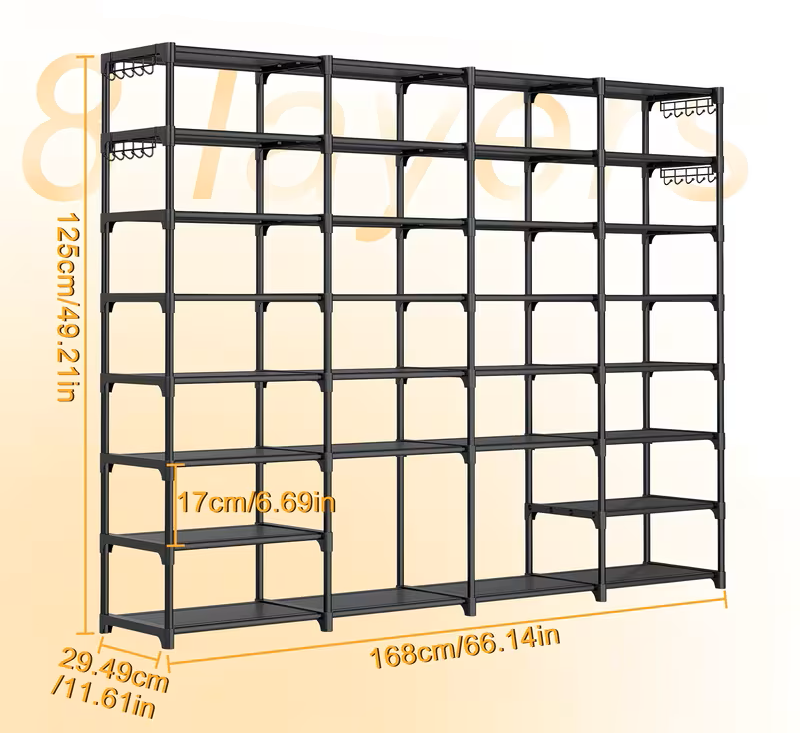 Multi-Tier Shoe Rack with Side Hooks