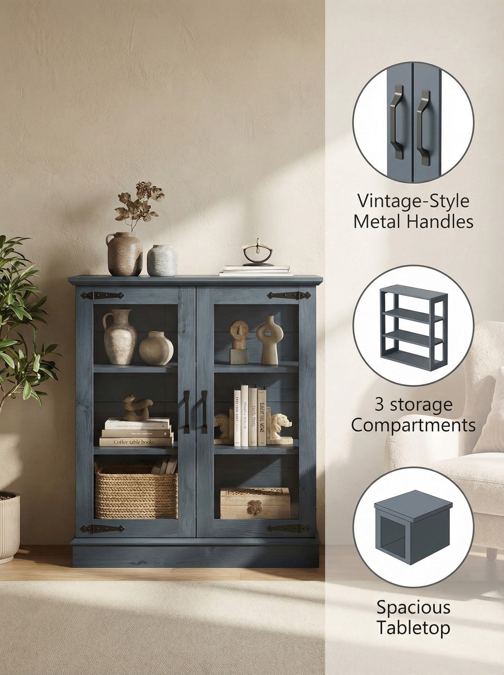 Modern Glass-Door Storage Cabinet