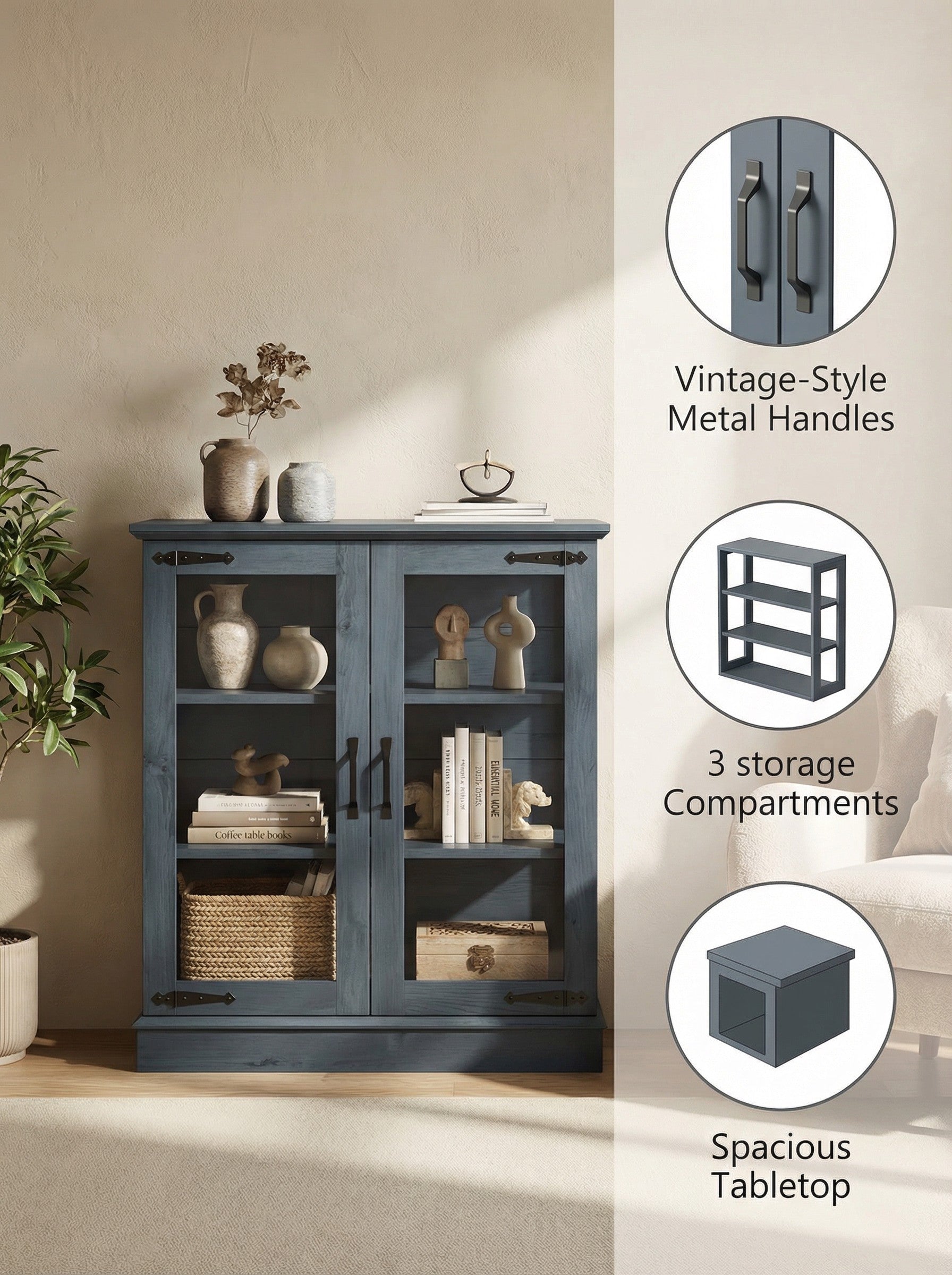 Modern Glass-Door Storage Cabinet