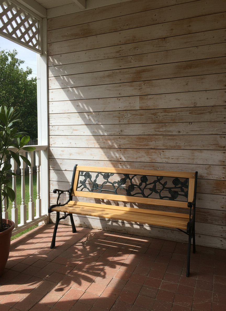Cast Iron & Wood Outdoor Garden Bench