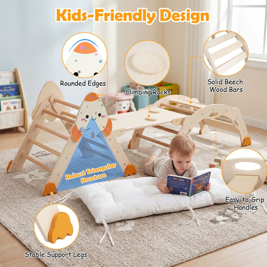 8-in-1 Foldable Climbing Set for Toddlers with Rocket Theme