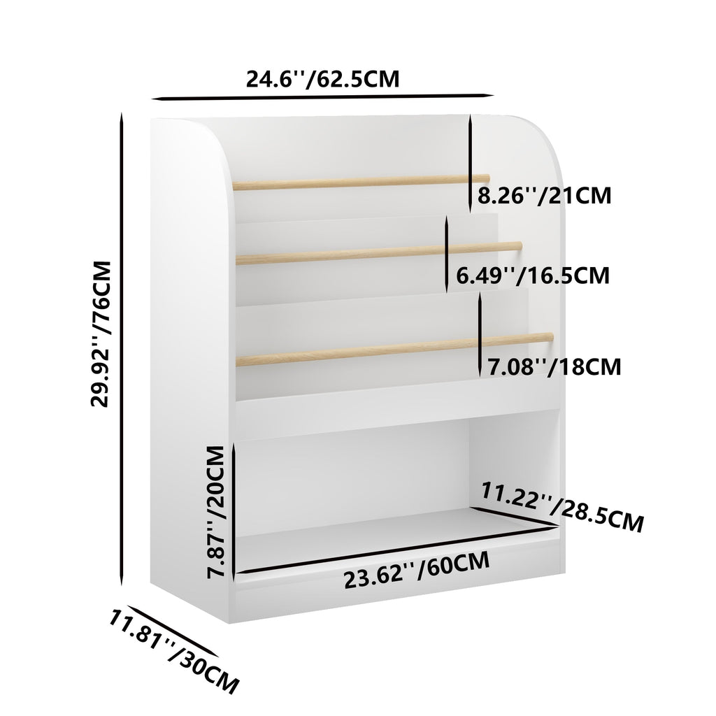 Kids 3-Tier Front-Facing Bookshelf & Toy Storage – White