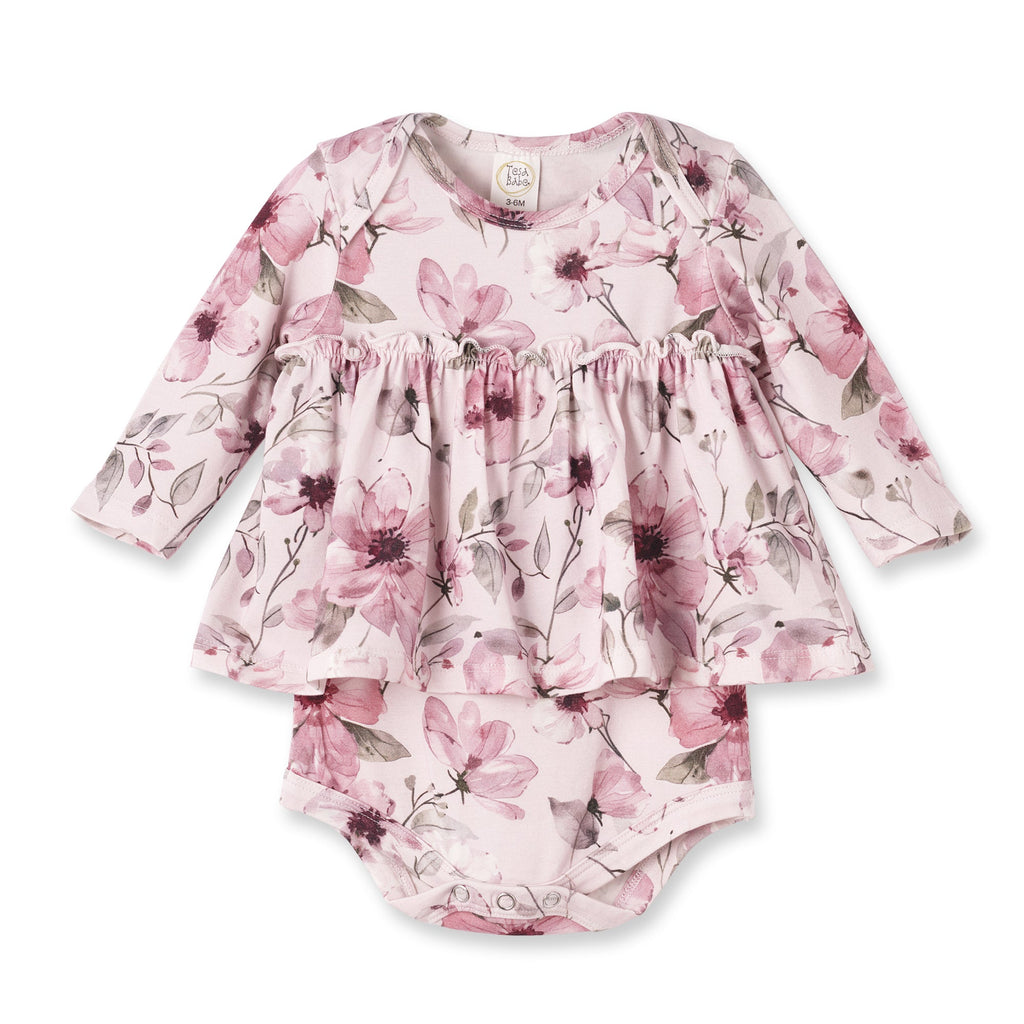 Watercolor Floral Bamboo Skirted Bodysuit