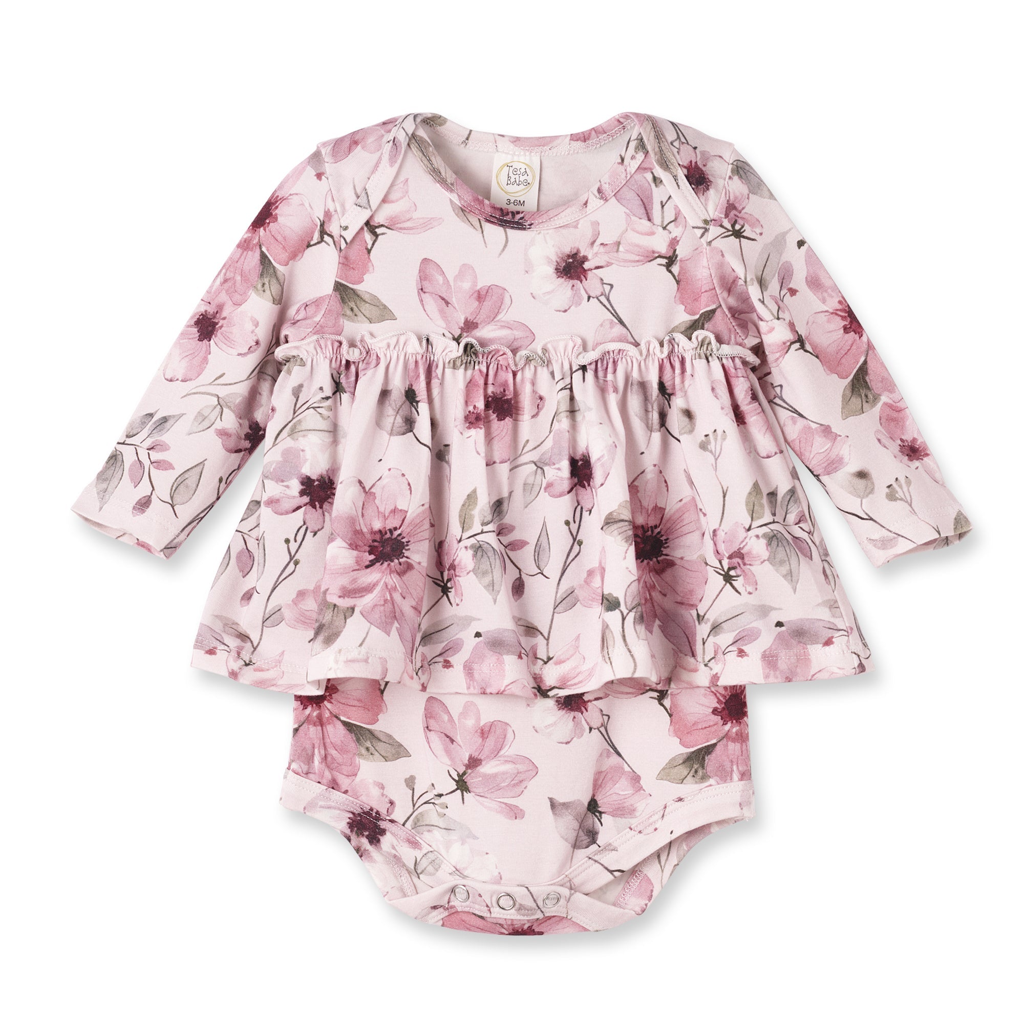 Watercolor Floral Bamboo Skirted Bodysuit