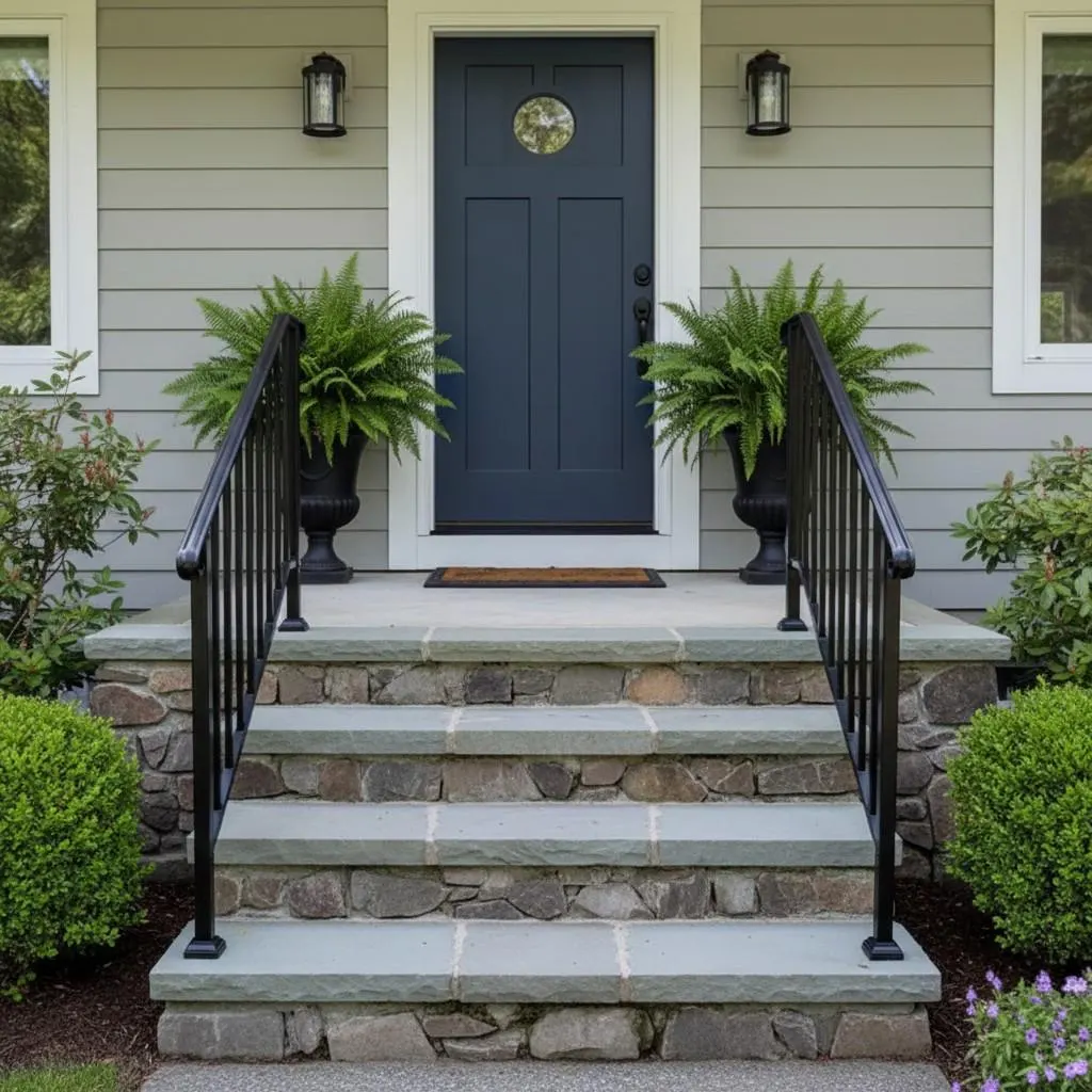 Adjustable Outdoor Stair Handrail for 1–4 Steps