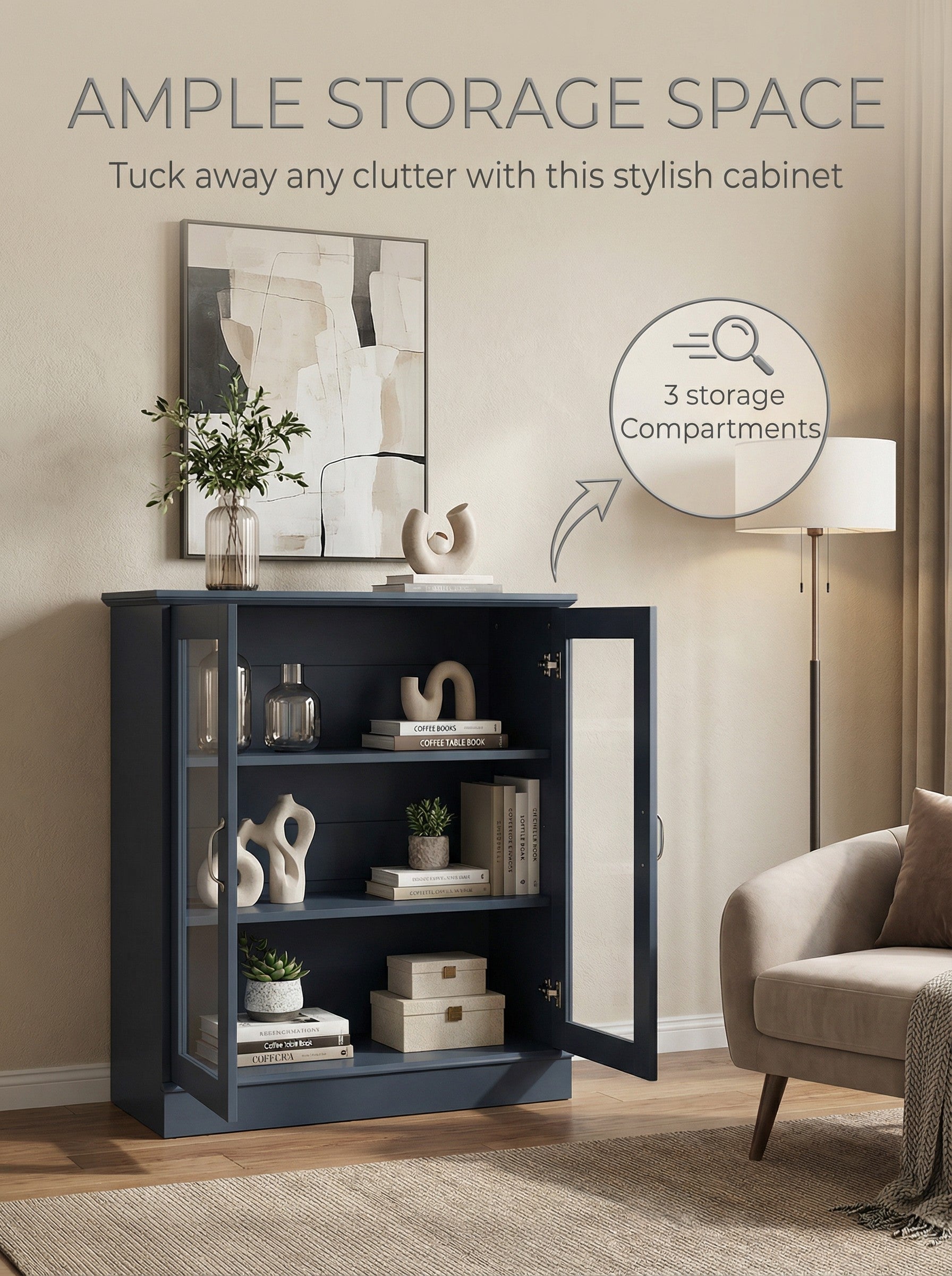 Modern Glass-Door Storage Cabinet