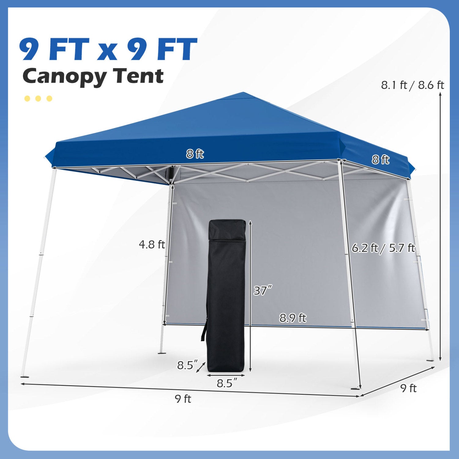 9x9 Pop-Up Canopy Tent with Carry Bag – product view 29