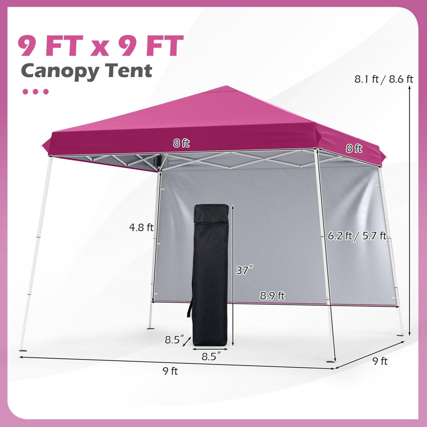 9x9 Pop-Up Canopy Tent with Carry Bag – product view 21
