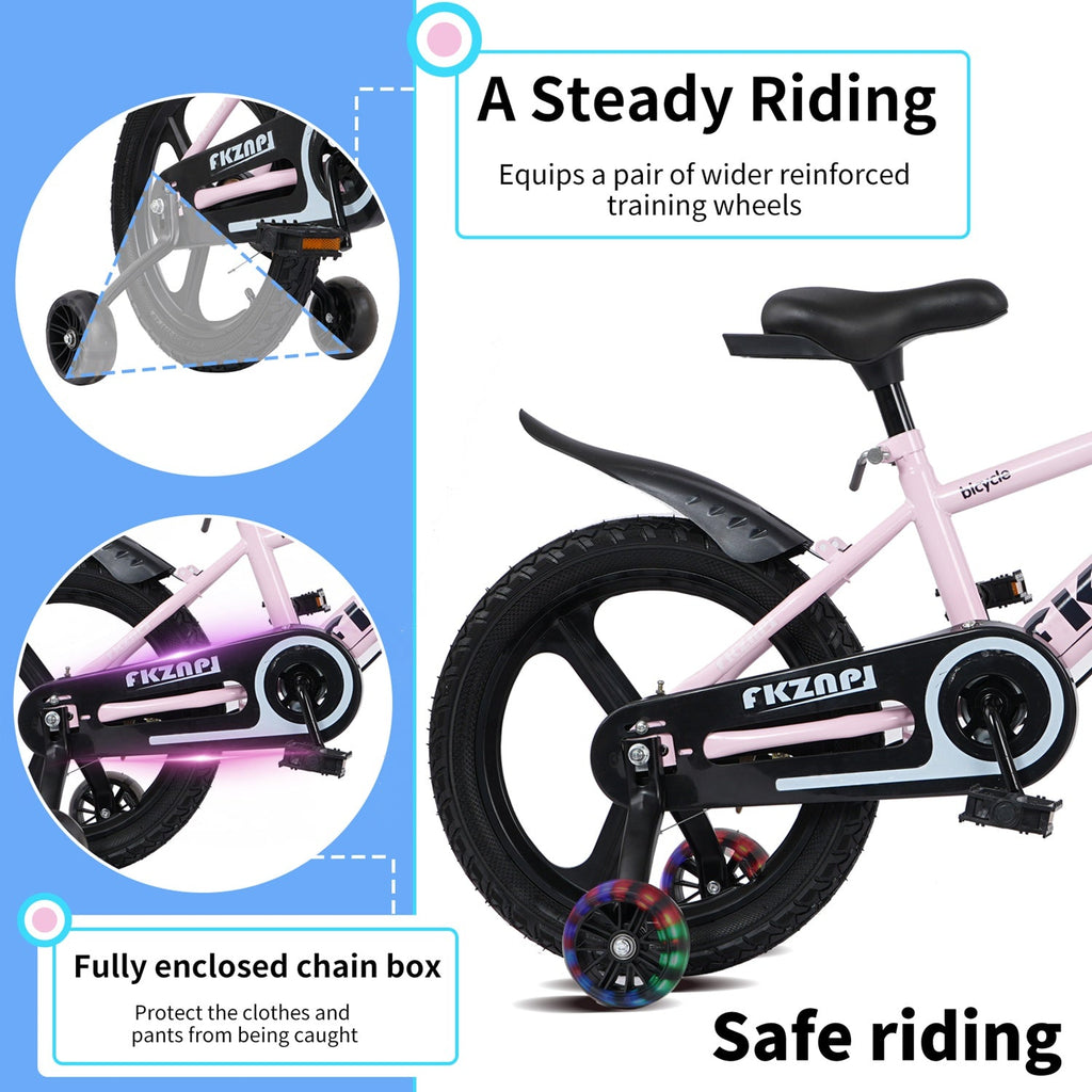 16–18 Inch Kids Bike with Training Wheels – Pink or Purple