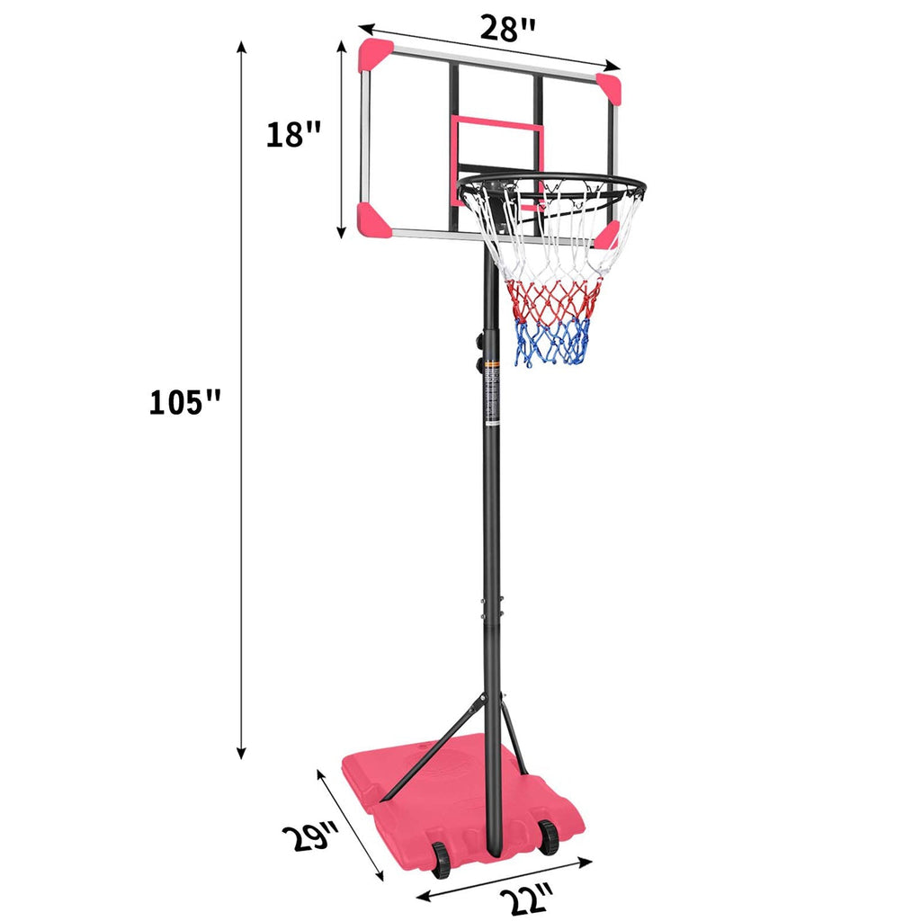 Kids Adjustable Basketball Hoop – Blue or Pink, 5.6–7 ft