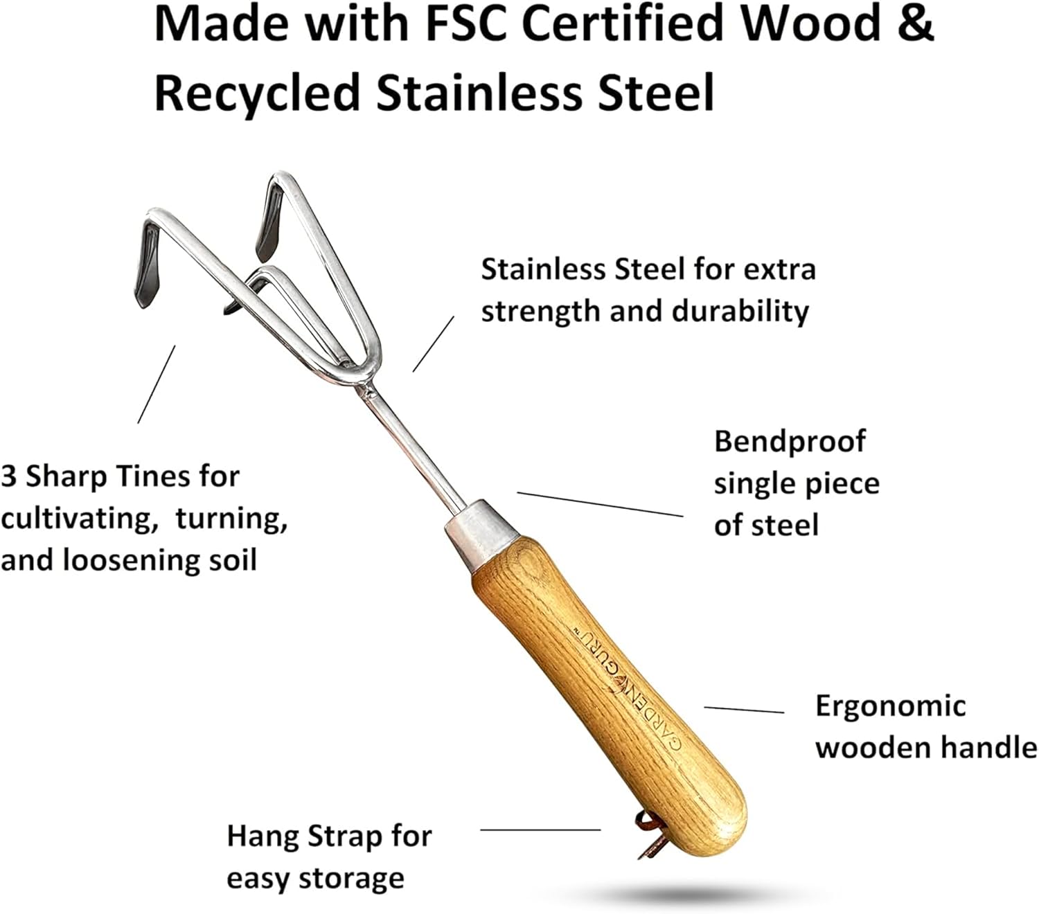 3-Piece Stainless Steel Garden Tool Set – product view 4