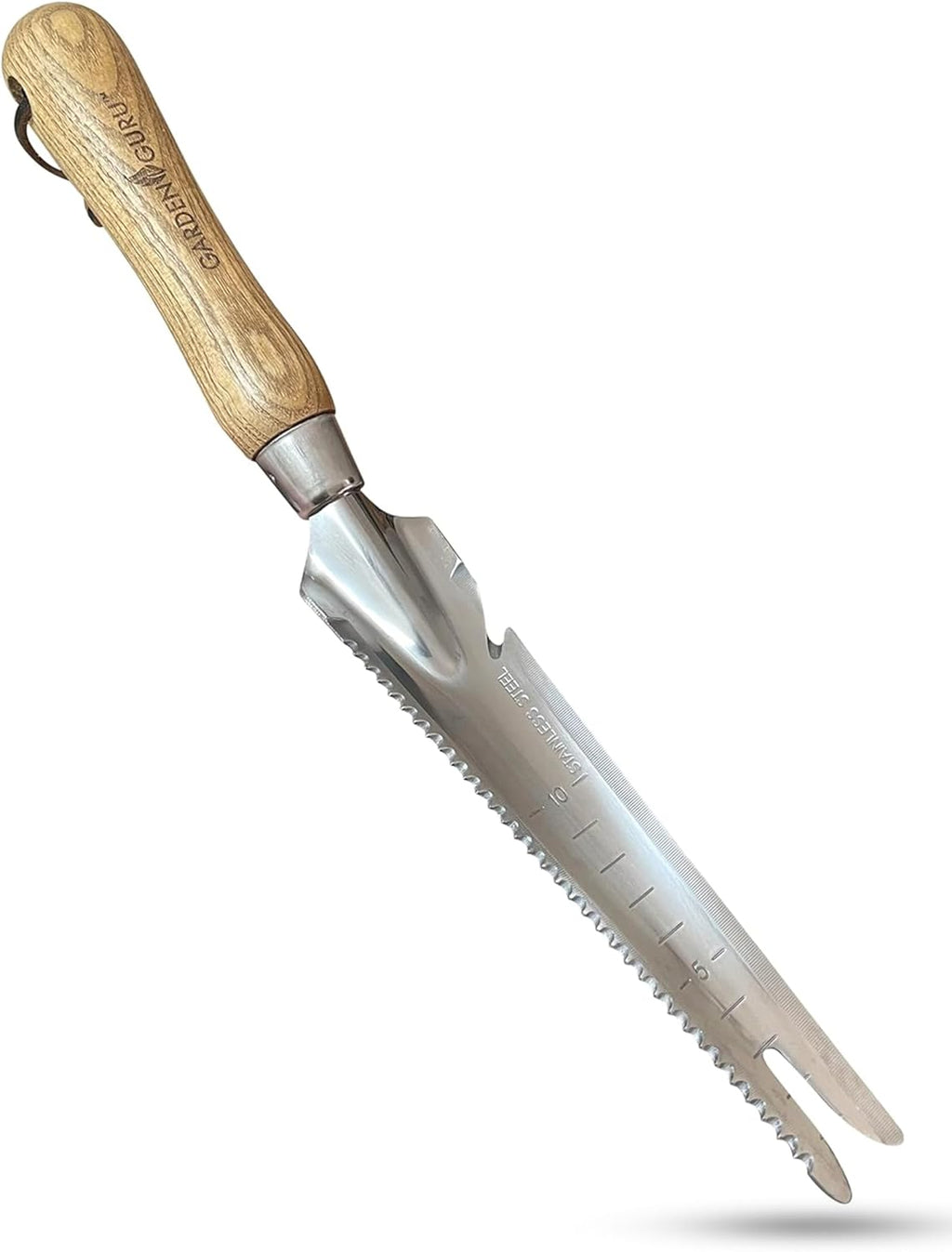 Stainless Steel 5-in-1 Weeder Trowel (classic wood handle)