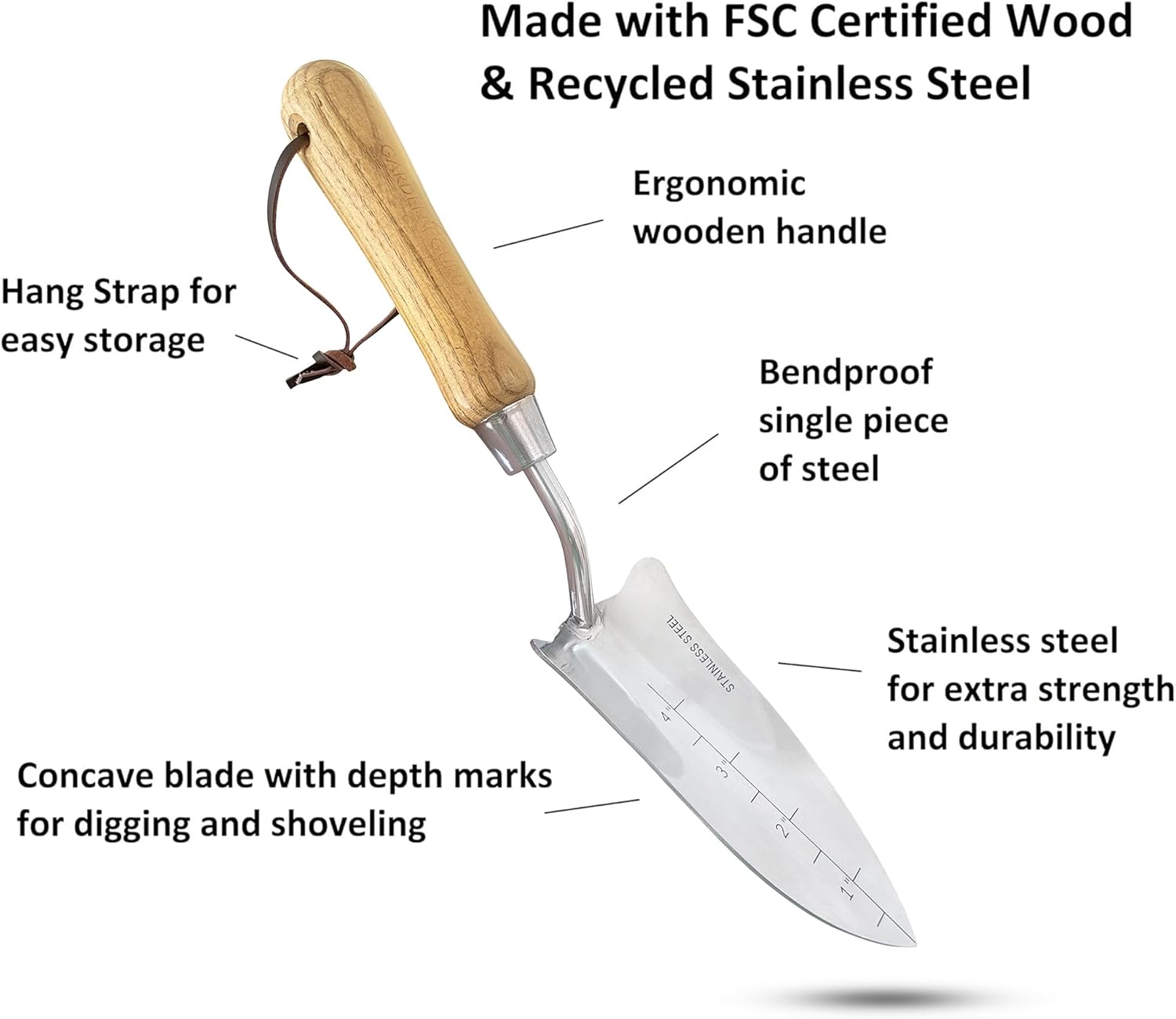 3-Piece Stainless Steel Garden Tool Set – product view 2