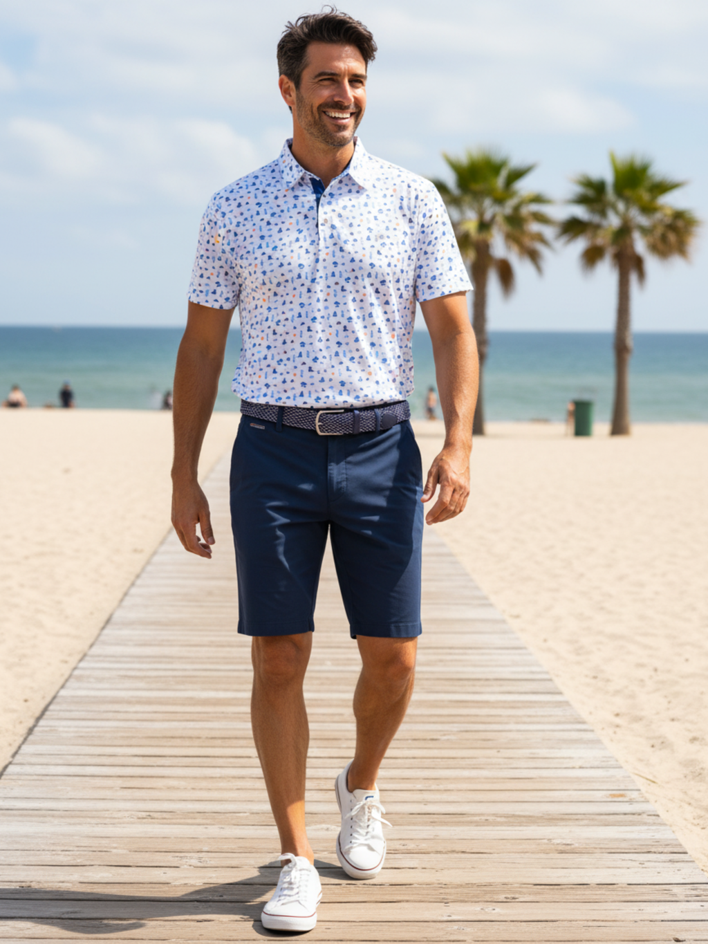 Beachside Performance Golf Polo – White