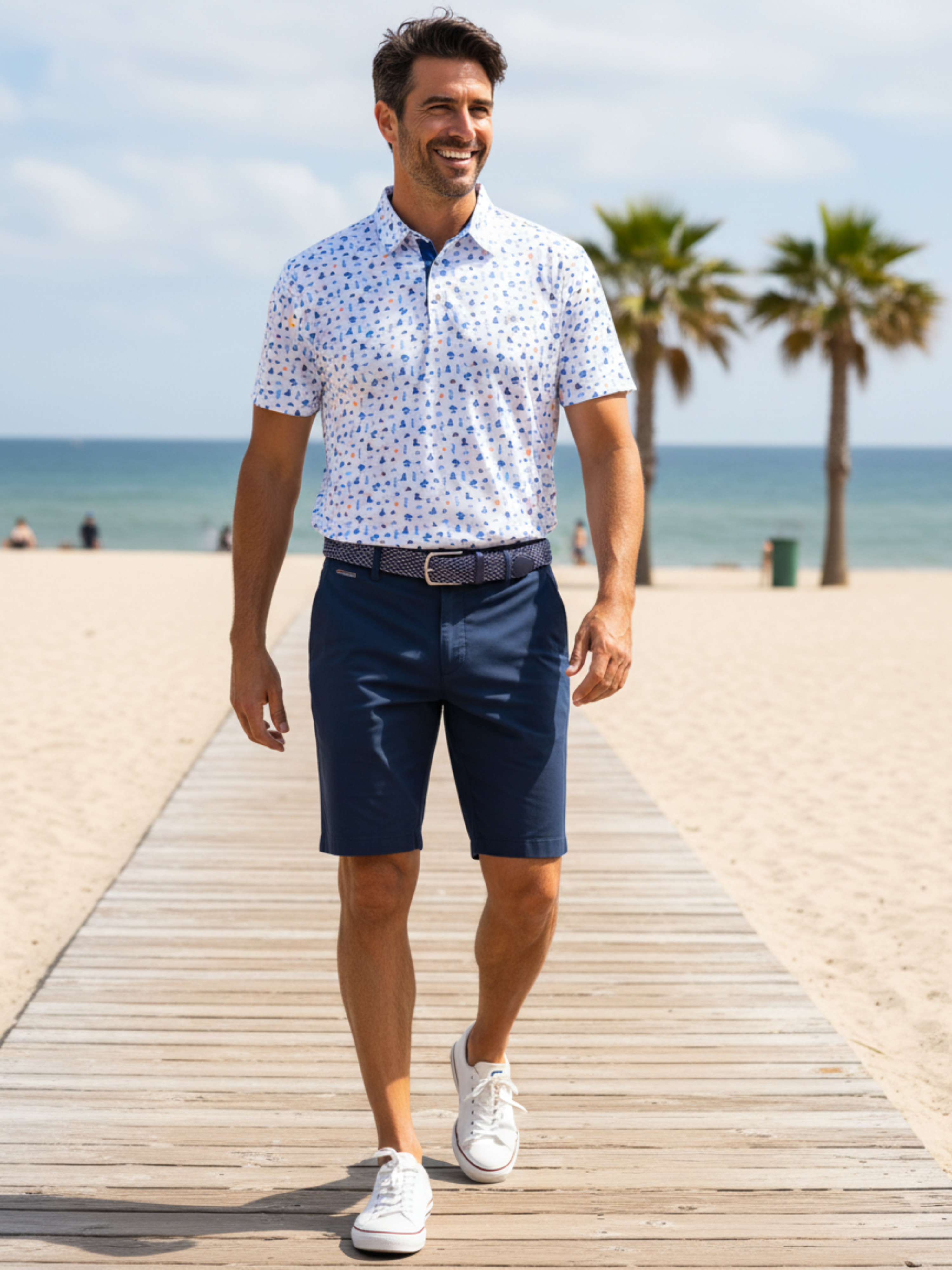 Beachside Performance Golf Polo – White