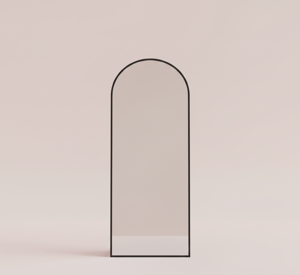 Full-Length Arched Floor Mirror with Stand