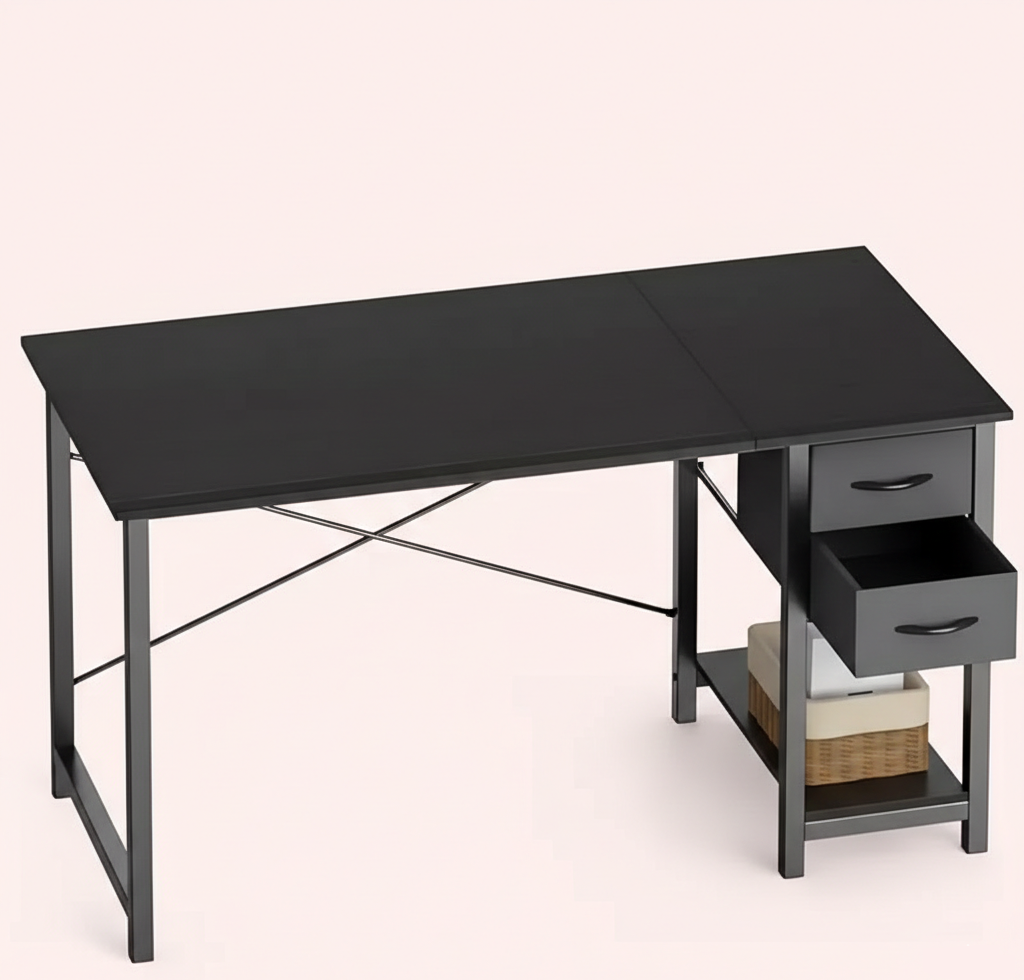 40/47" Computer Desk with Fabric Drawers
