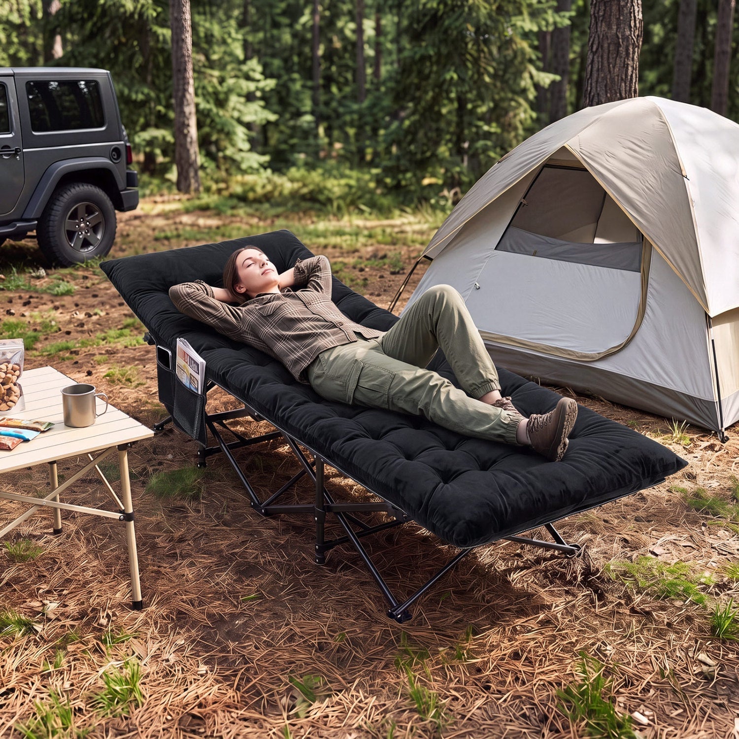 Padded Folding Camping Cot with Carry Bag – product view 9